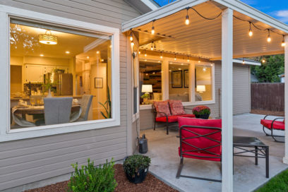 Beautiful back patio linking straight to kitchen