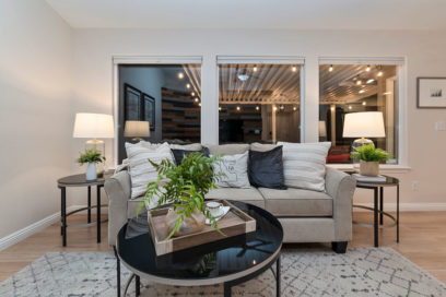 Modern style living room with modern minimalist porch view